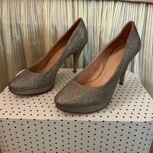 Enzo Angiolini Silver Sparkle Platform Pumps